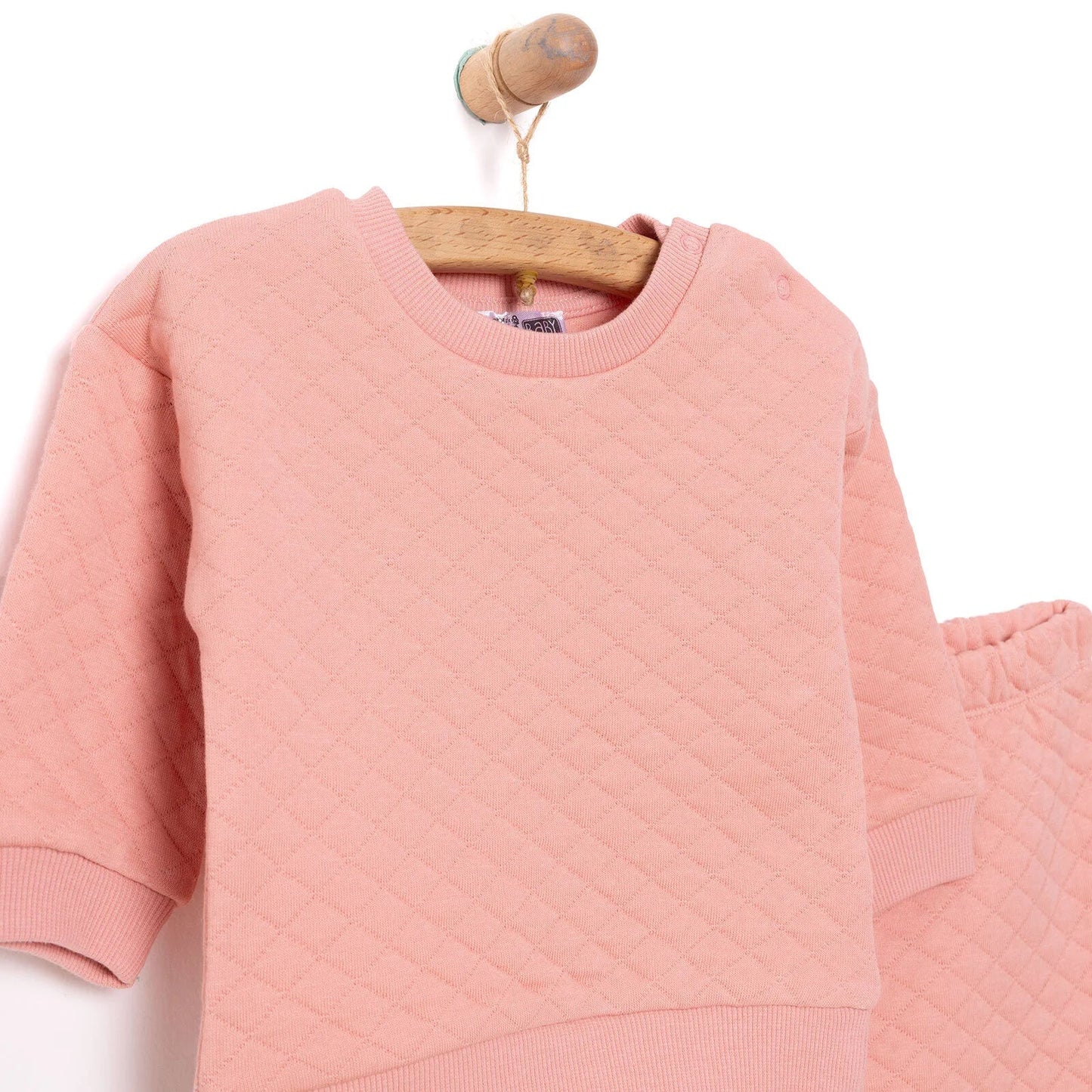 HelloBaby Newborn Quilted Sweatshirt-Footed Bottom - Dark Pink