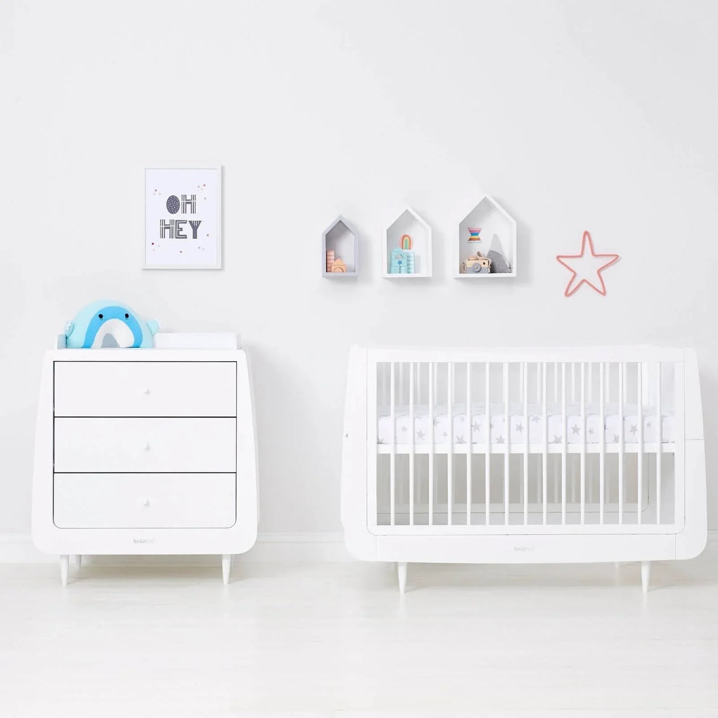 Snüz Cot & Cot Bed Fitted Sheet 2 Pack - Grey Stars