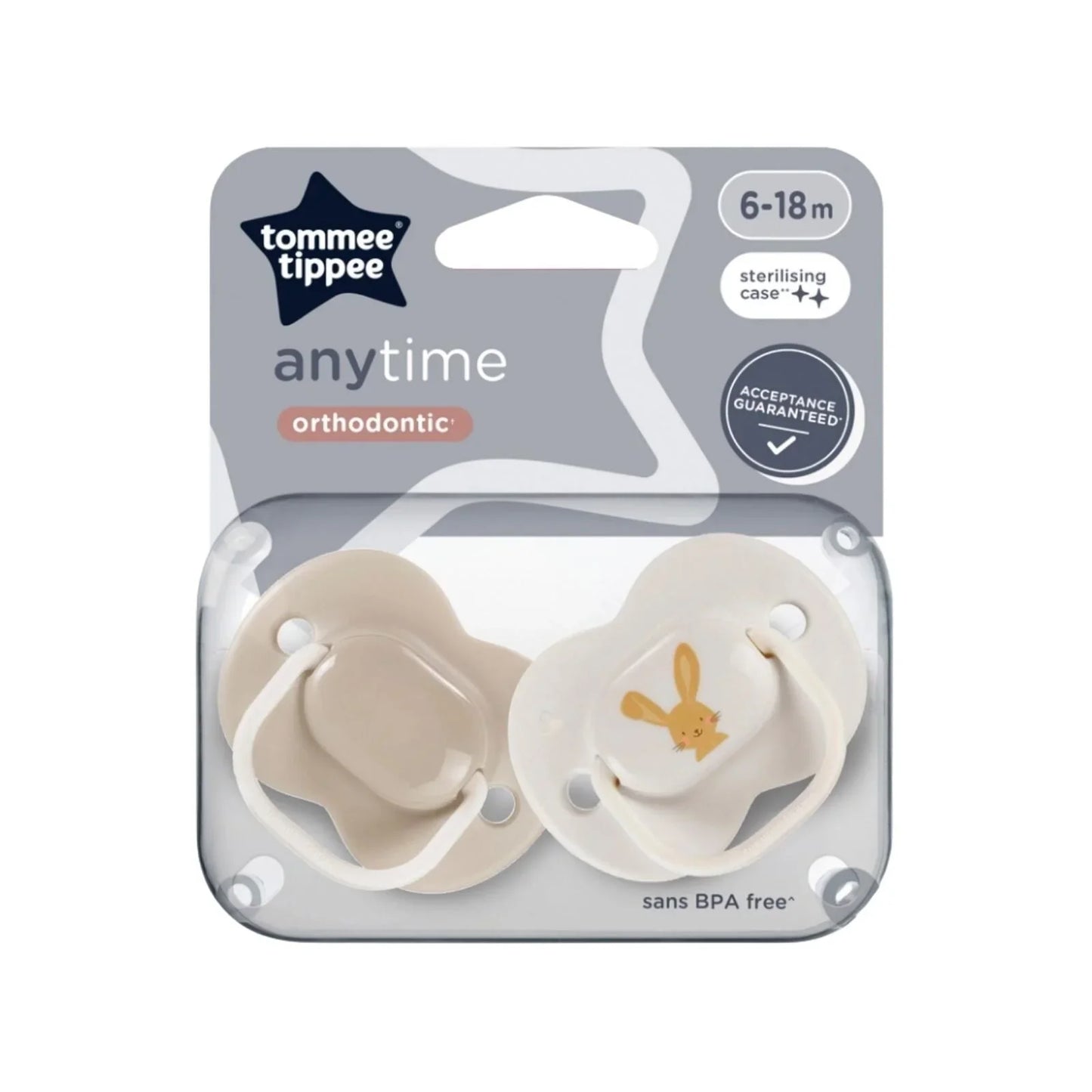 Tommee Tippee Anytime Soother 6-18 months Pack of 2 Assorted