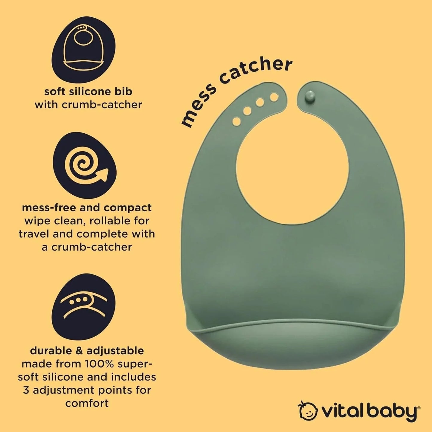 Vital Baby Nourish Mess Catcher - Natural Moss