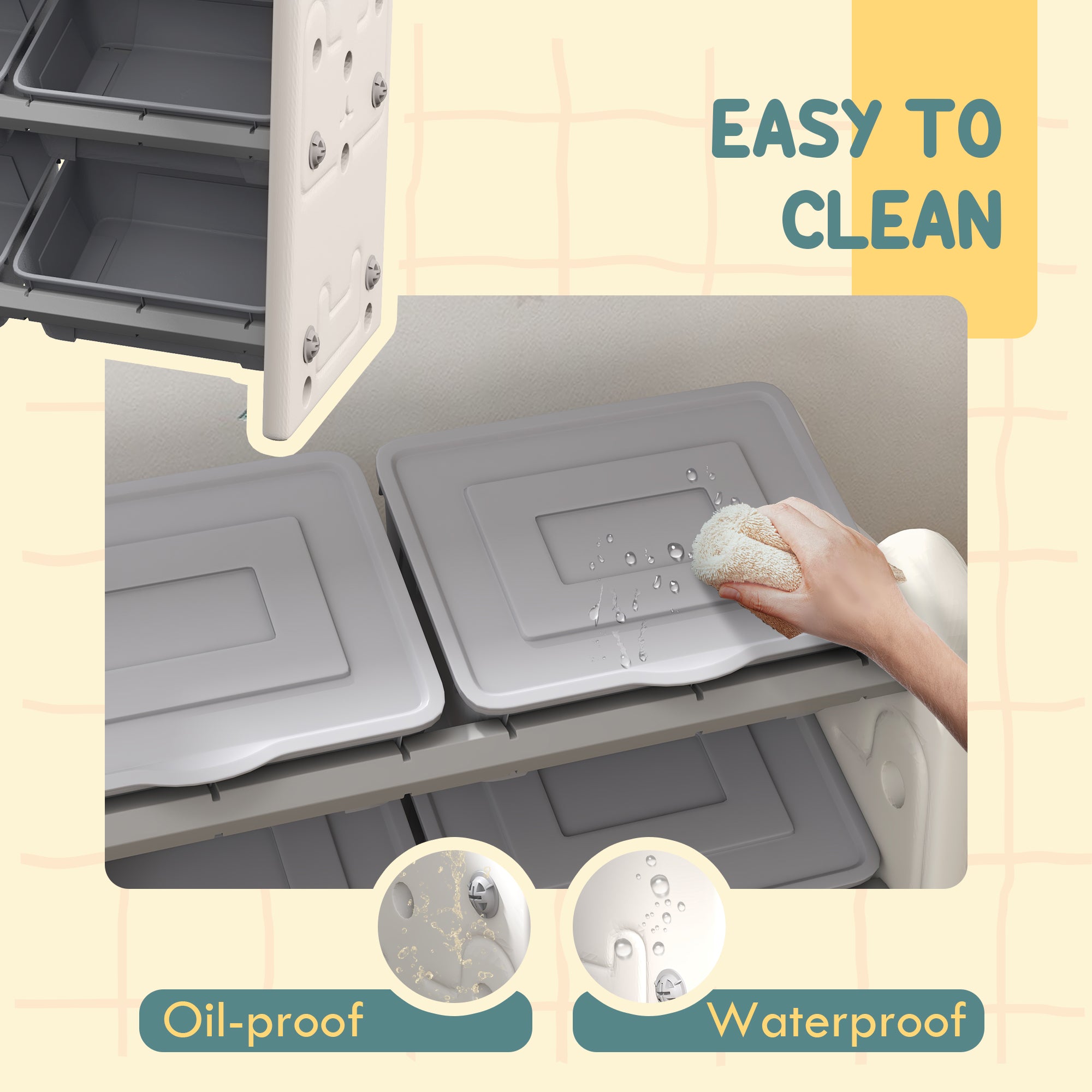 AIYAPLAY Grey 3 Tier Kids Toy Storage Units with 6 Storage Boxes, 76 x 37 x 60cm-3