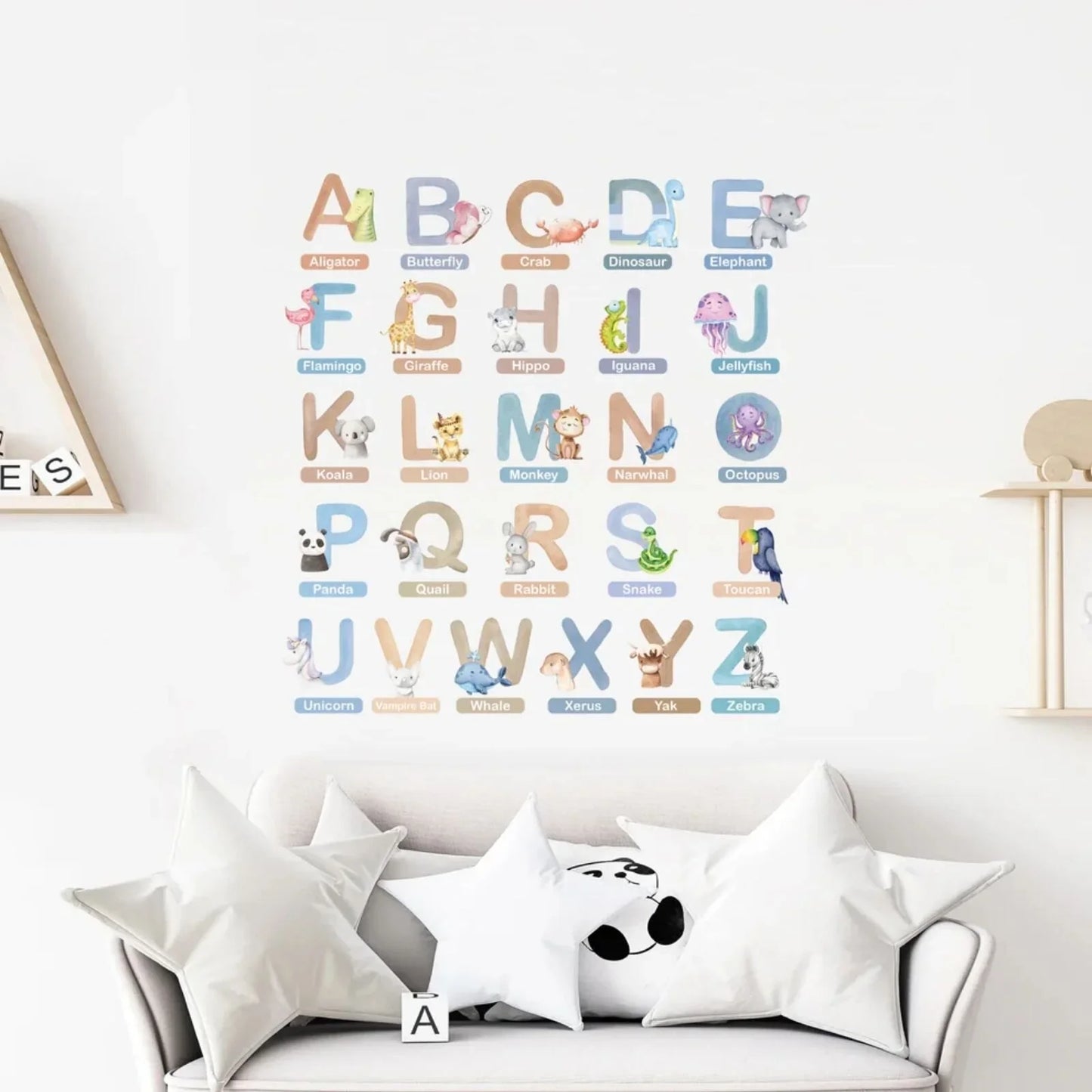 Live Vida Alphabet Wall Stickers with Animal Figures 26 pcs - Blue