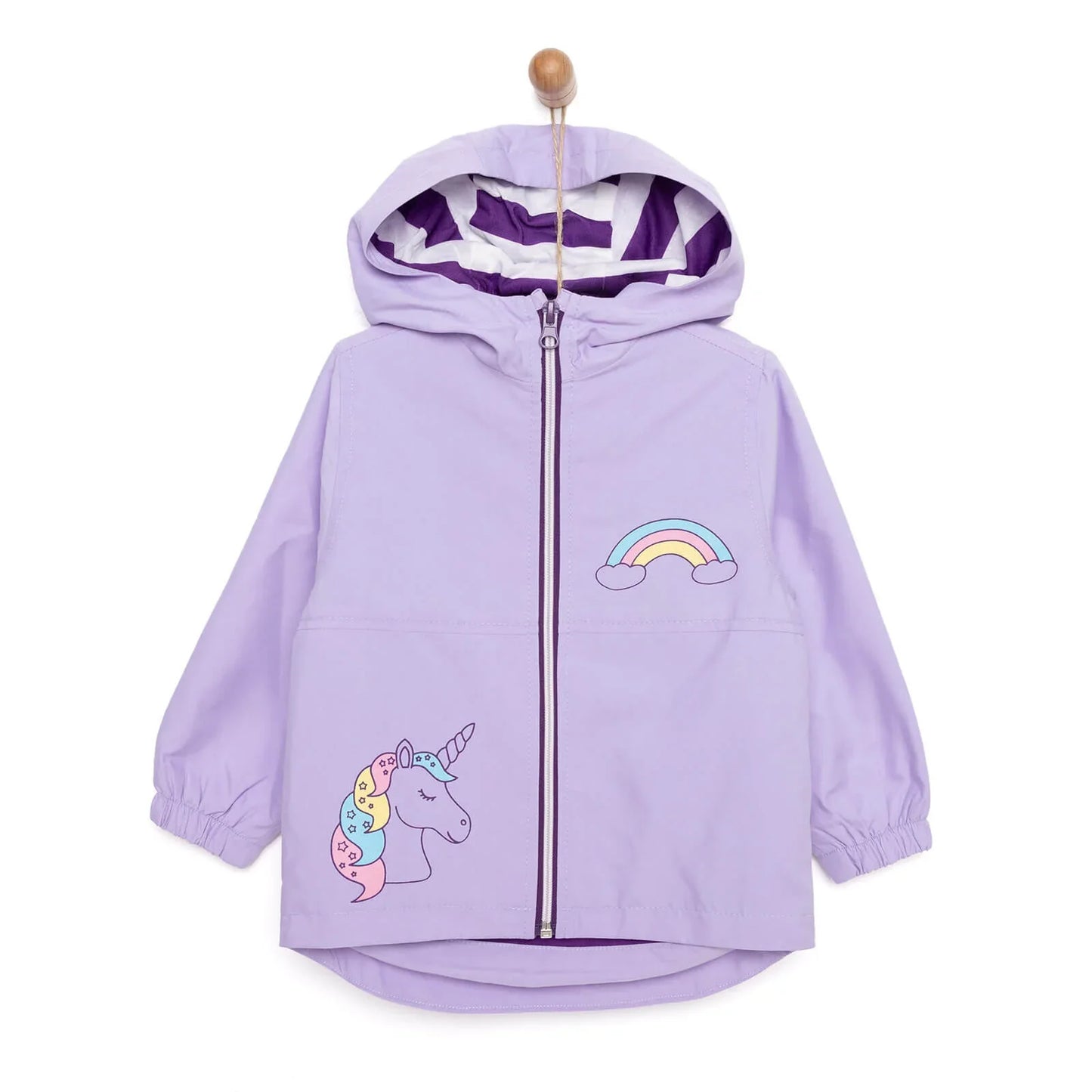 Midimod Basic Unicorn Printed Baby Girl Raincoat - Purple