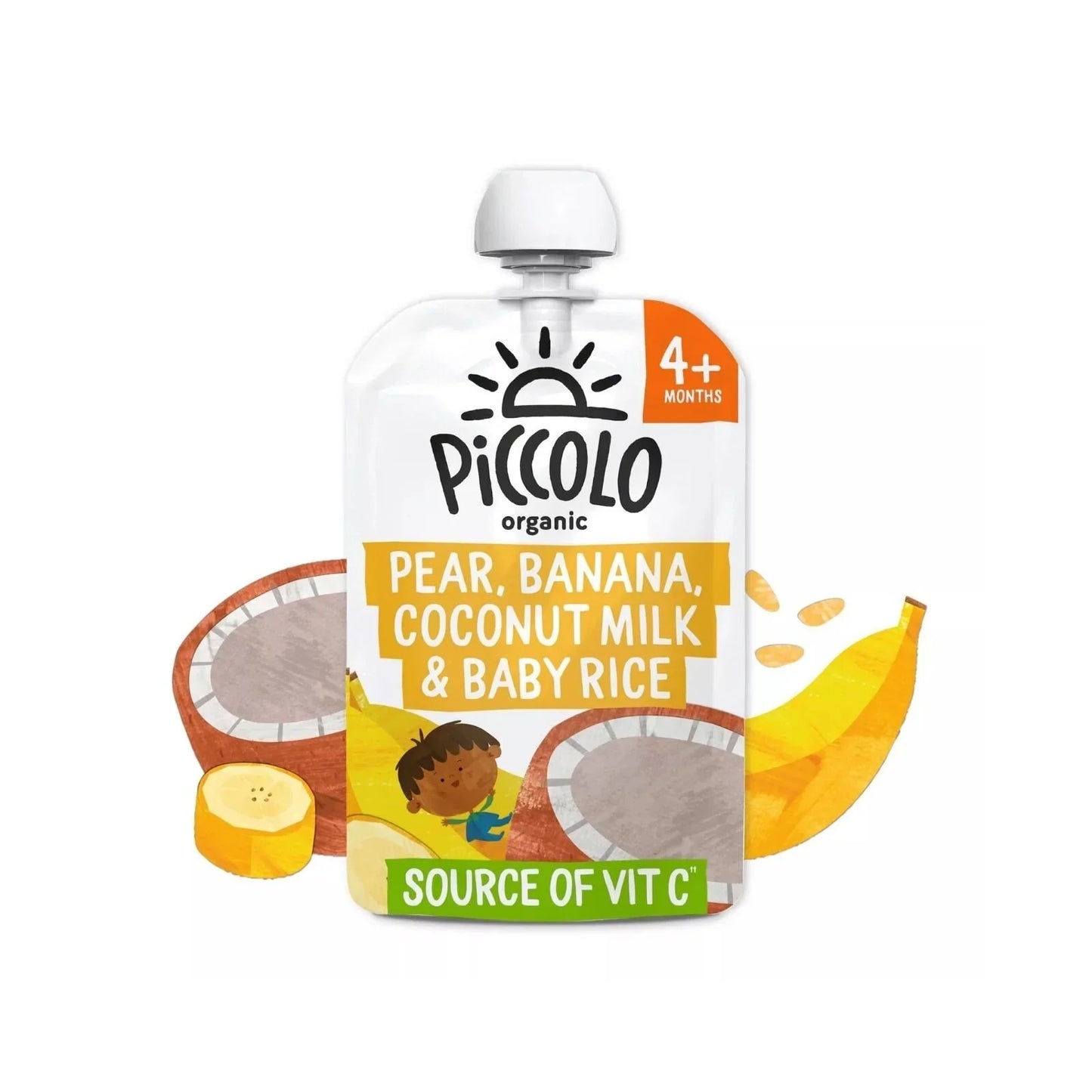 Piccolo Organic Pear Banana Coconut Milk & Baby Rice 4+ months 100g