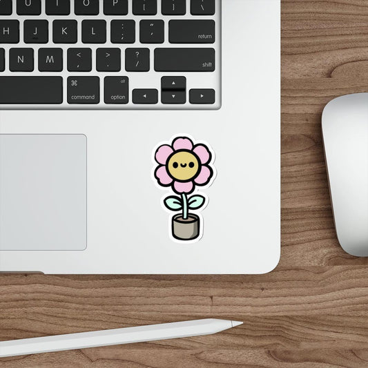 Cartoon Flower in Pot Sticker – Cute Plant Lover Vinyl Decal - mezetto KEOLIX KEOLIX
