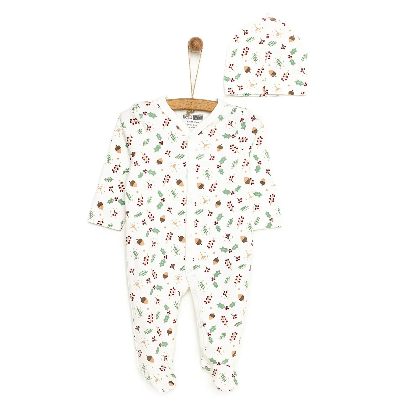 HelloBaby Footed Jumpsuit with Hat - Red