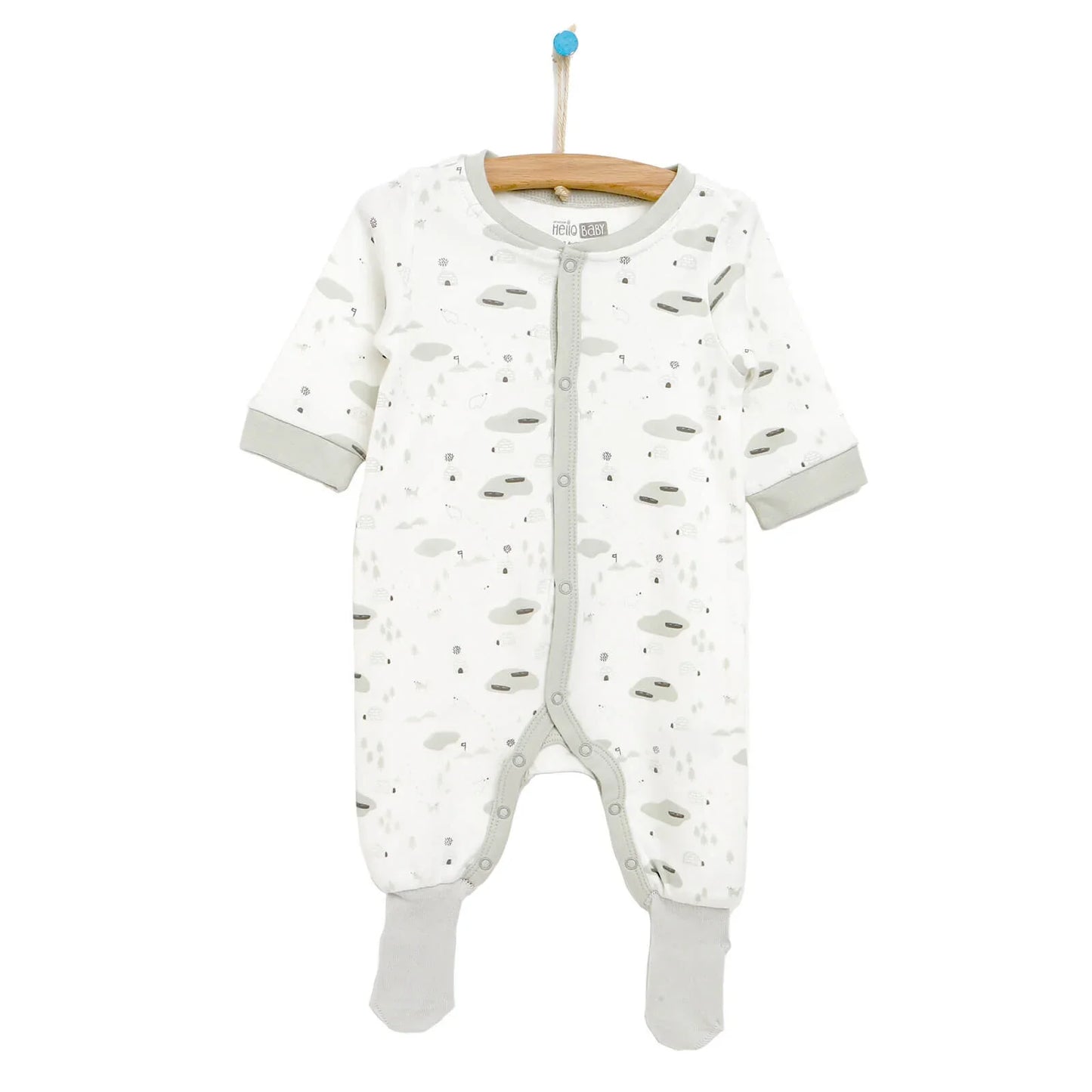 HelloBaby Newborn Baby Boy Footed Jumpsuit - Ecru
