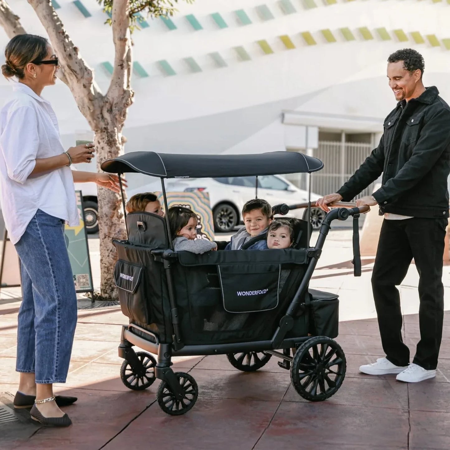 Wonderfold L4 Quad Stroller Wagon - Black