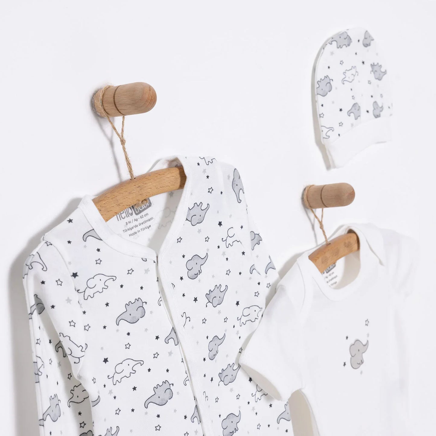 HelloBaby Newborn Baby Cute Elephant Jumpsuit - Ecru