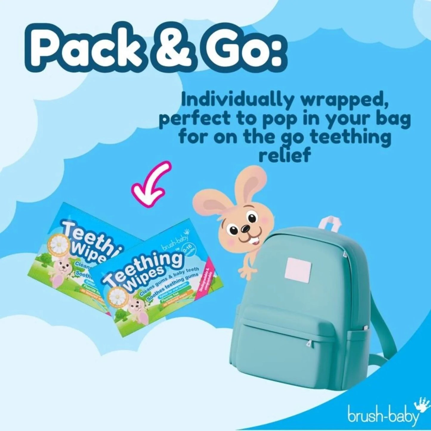 brush-baby Biodegradable Teething Wipes From Birth