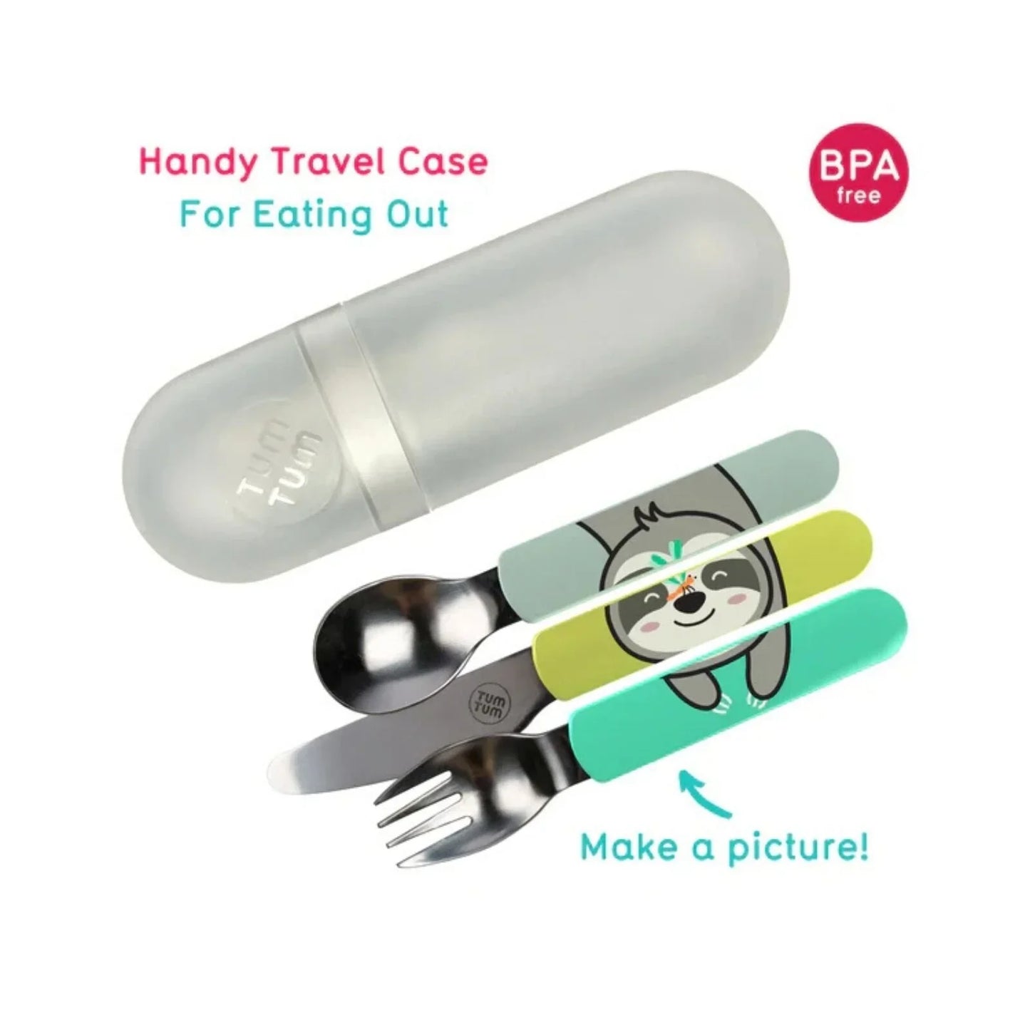 TUM TUM Travel Cutlery Set with Case - Stanley Sloth