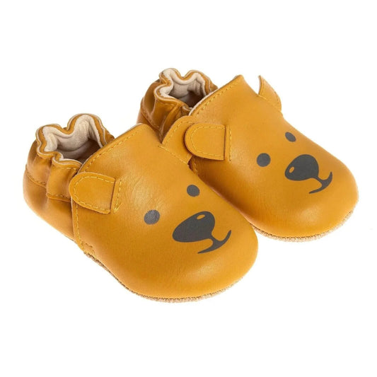 Papulin Unisex Bear Patterned Booties - Ginger