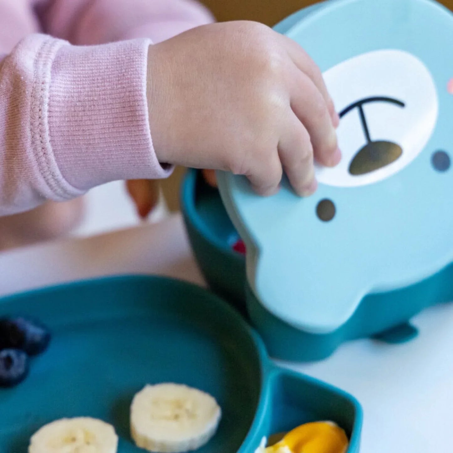TUM TUM Silicone Weaning Bowl & Spoon Set Boris Bear - Blue