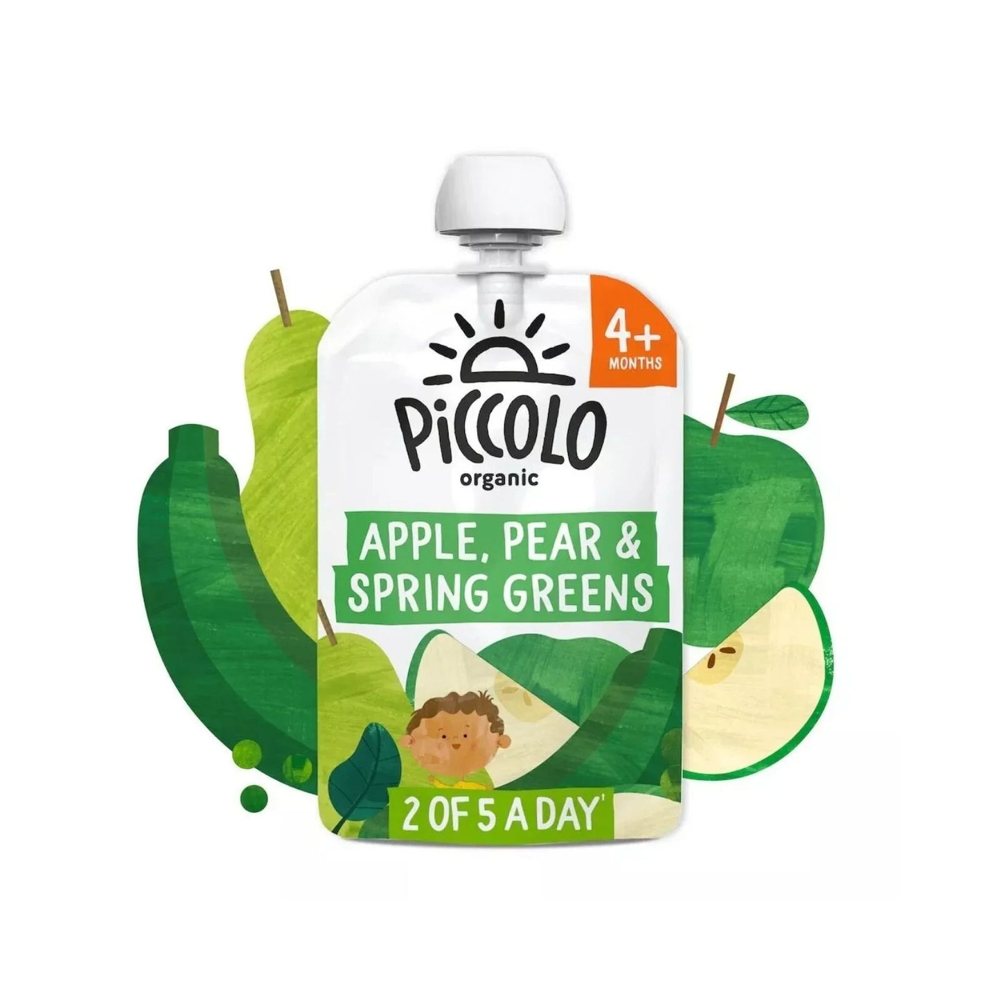 Piccolo Organic Pear Apple & Spring Greens 4+ months 100g