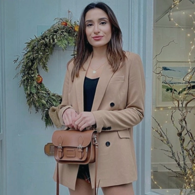Leather Midi Satchel - Chestnut-3