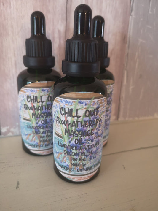 Chill Out Aromatherapy Massage oil - mezetto Shopify Collective Somerset Natural Soaps