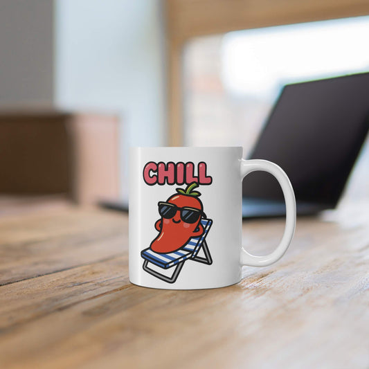 CHILL Cartoon Pepper Mug – Funny Cute Coffee Cup Gift