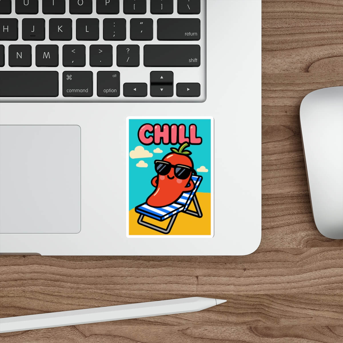 CHILL Poster-Style Pepper Sticker – Funny Summer Vibes Decal