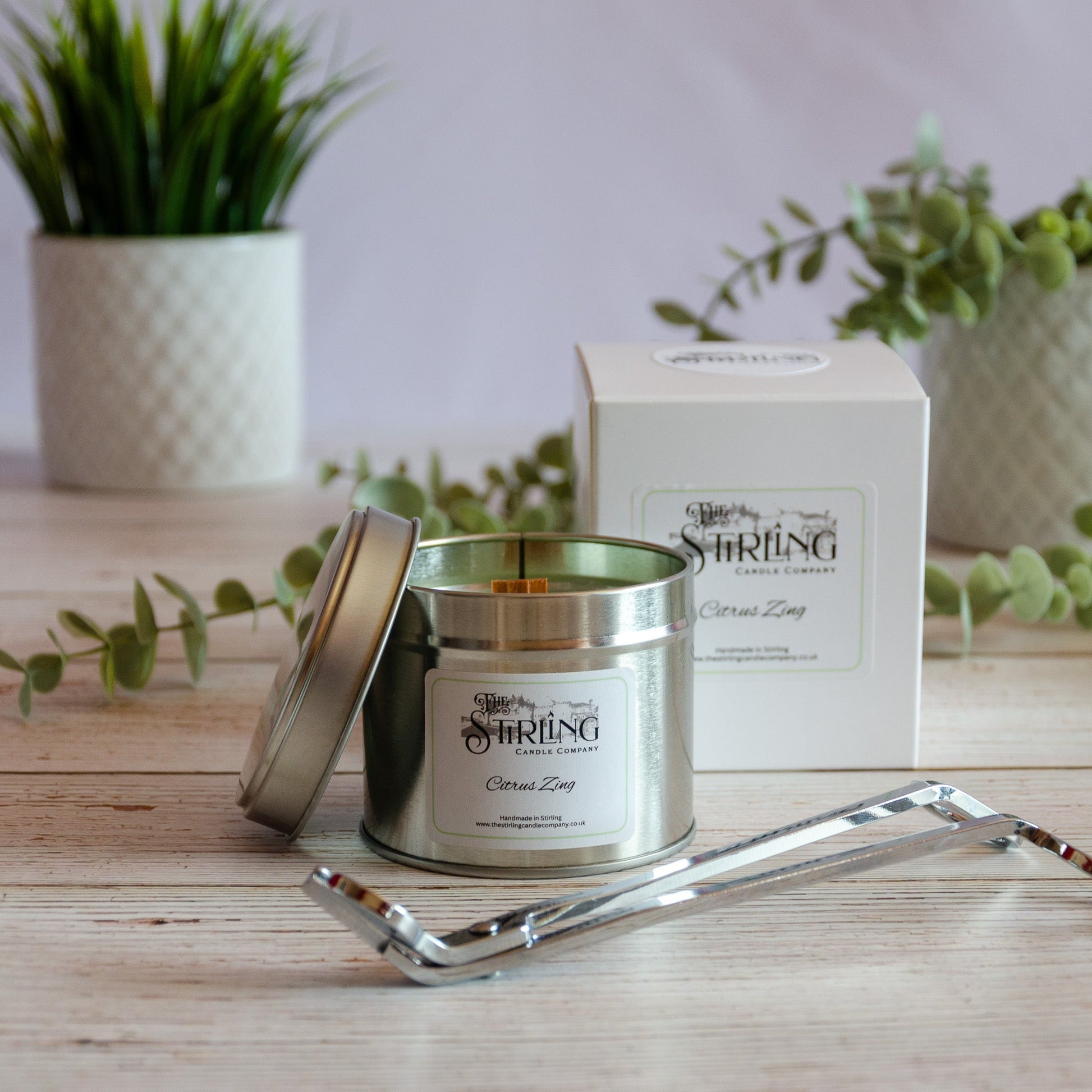 Citrus Zing - Travel Tin Candle - Wooden Wick - mezetto Shopify Collective The Stirling Candle Company