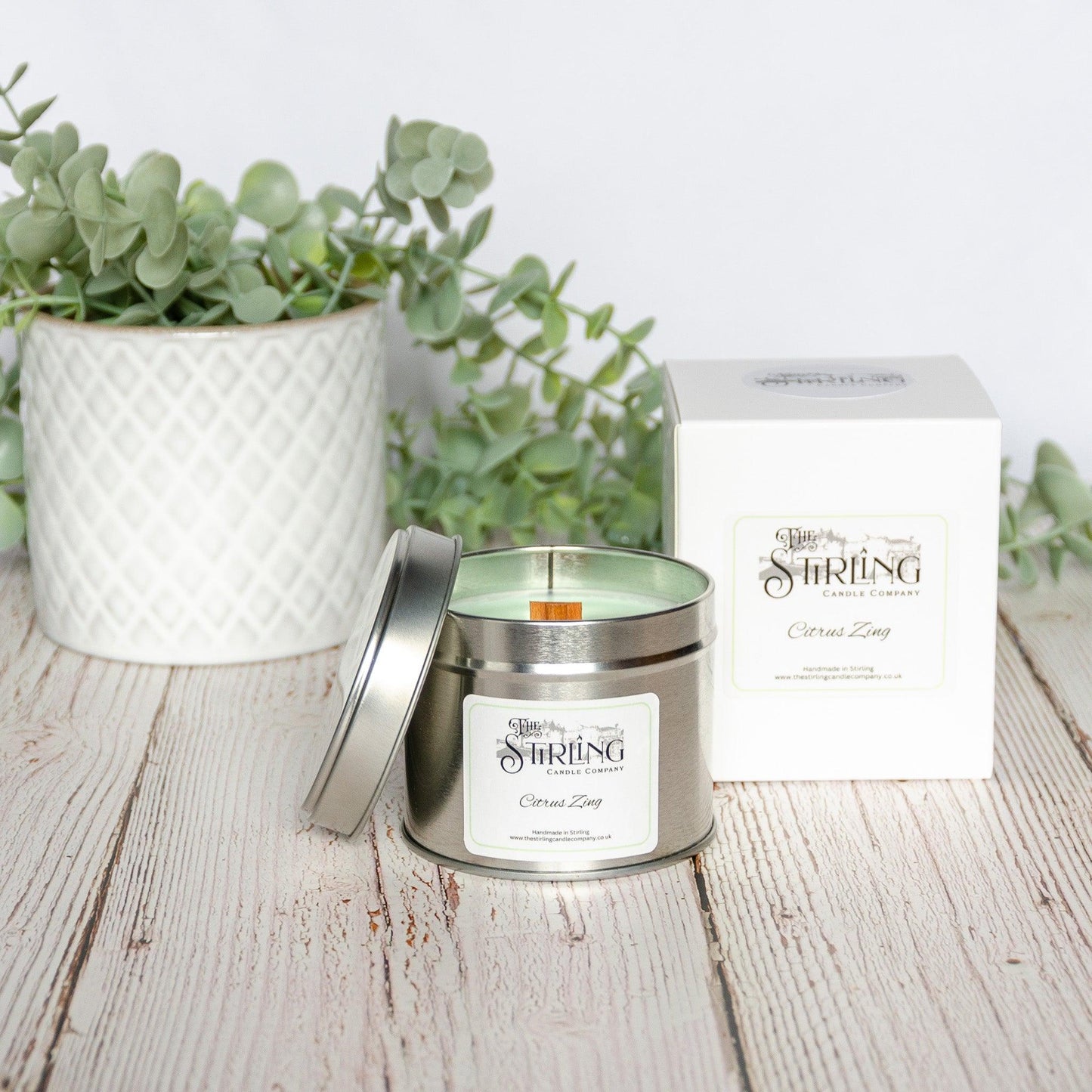 Citrus Zing - Travel Tin Candle - Wooden Wick - mezetto Shopify Collective The Stirling Candle Company