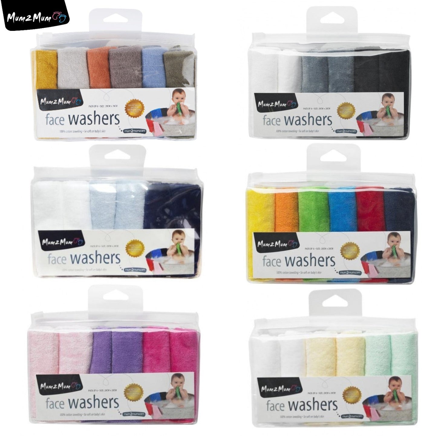 Cotton Facewashers / Reusable Wipes - Pack of Six - mezetto Baby&More Baby&More