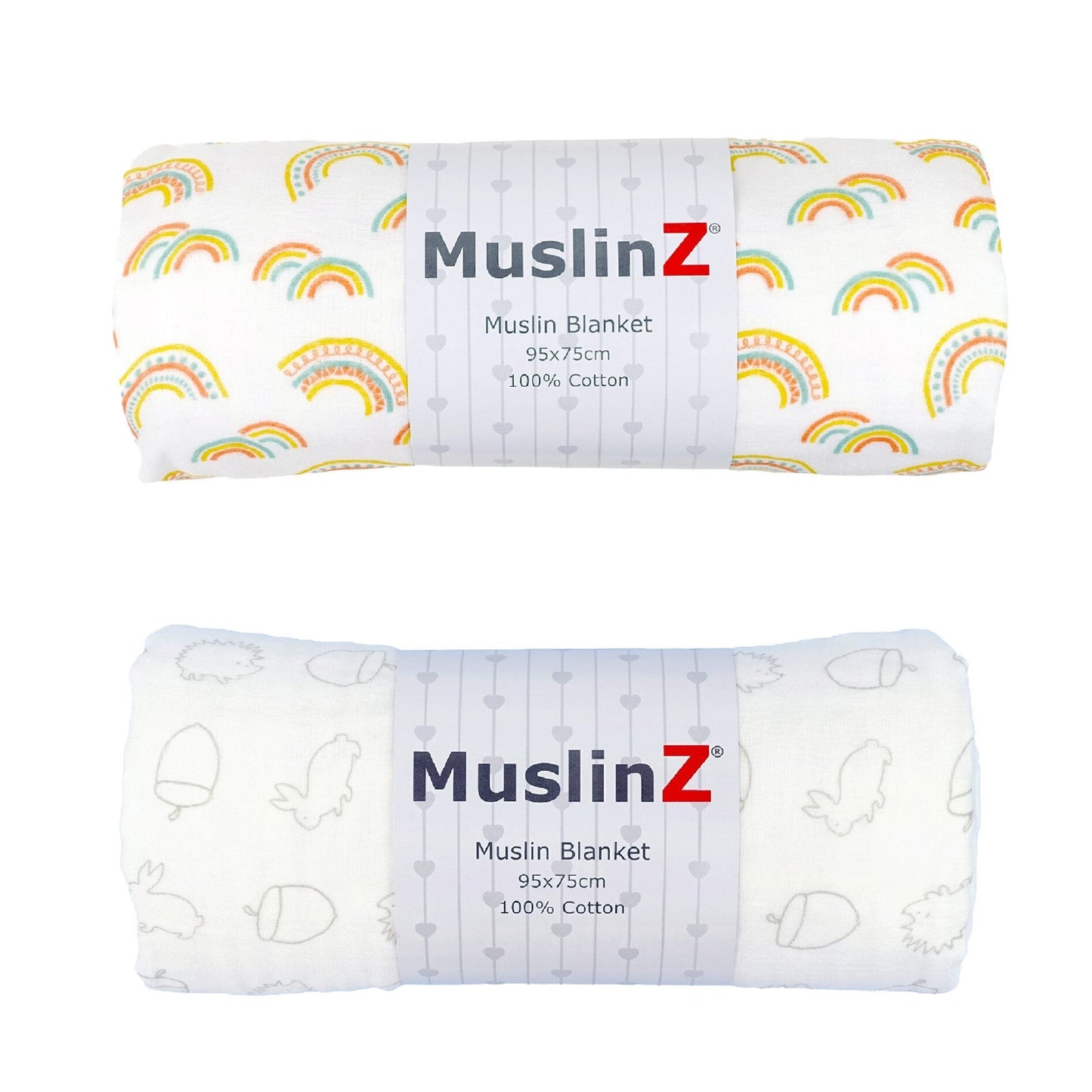 Cotton Muslin Baby Blanket - Rainbow or Woodland - mezetto Baby&More Baby&More