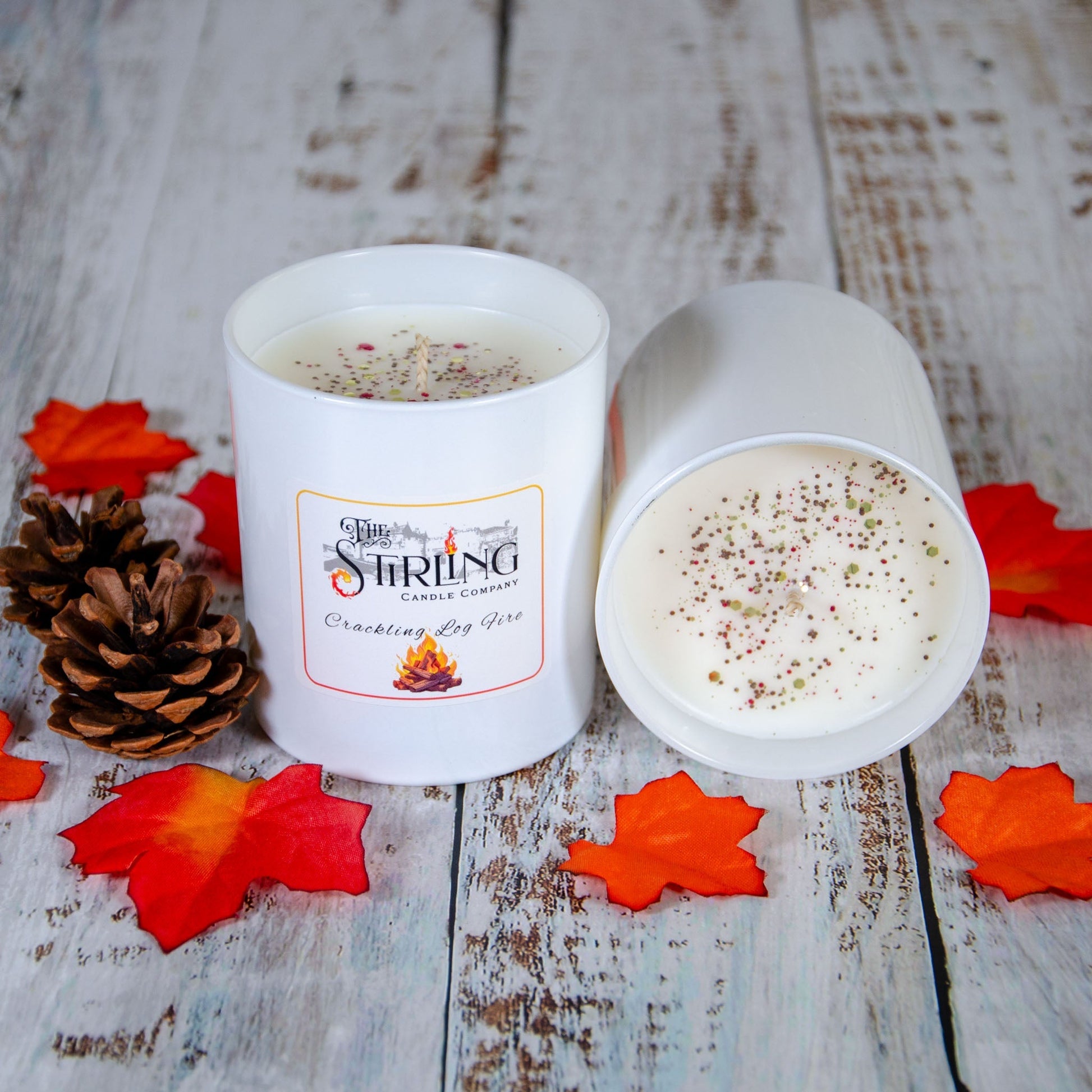 Crackling Log Fire - Large Candle - mezetto Shopify Collective The Stirling Candle Company