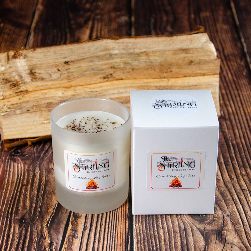 Crackling Log Fire - Medium Candle - mezetto Shopify Collective The Stirling Candle Company