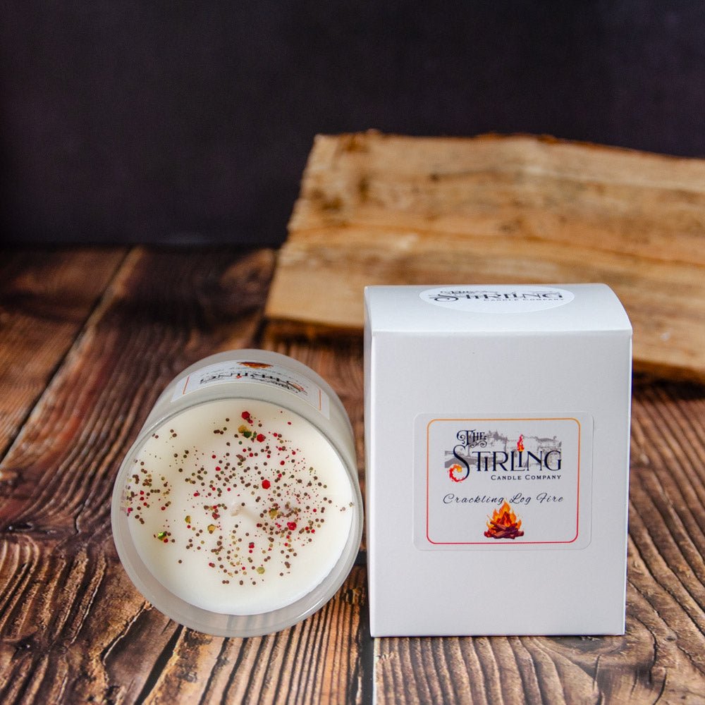 Crackling Log Fire - Medium Candle - mezetto Shopify Collective The Stirling Candle Company