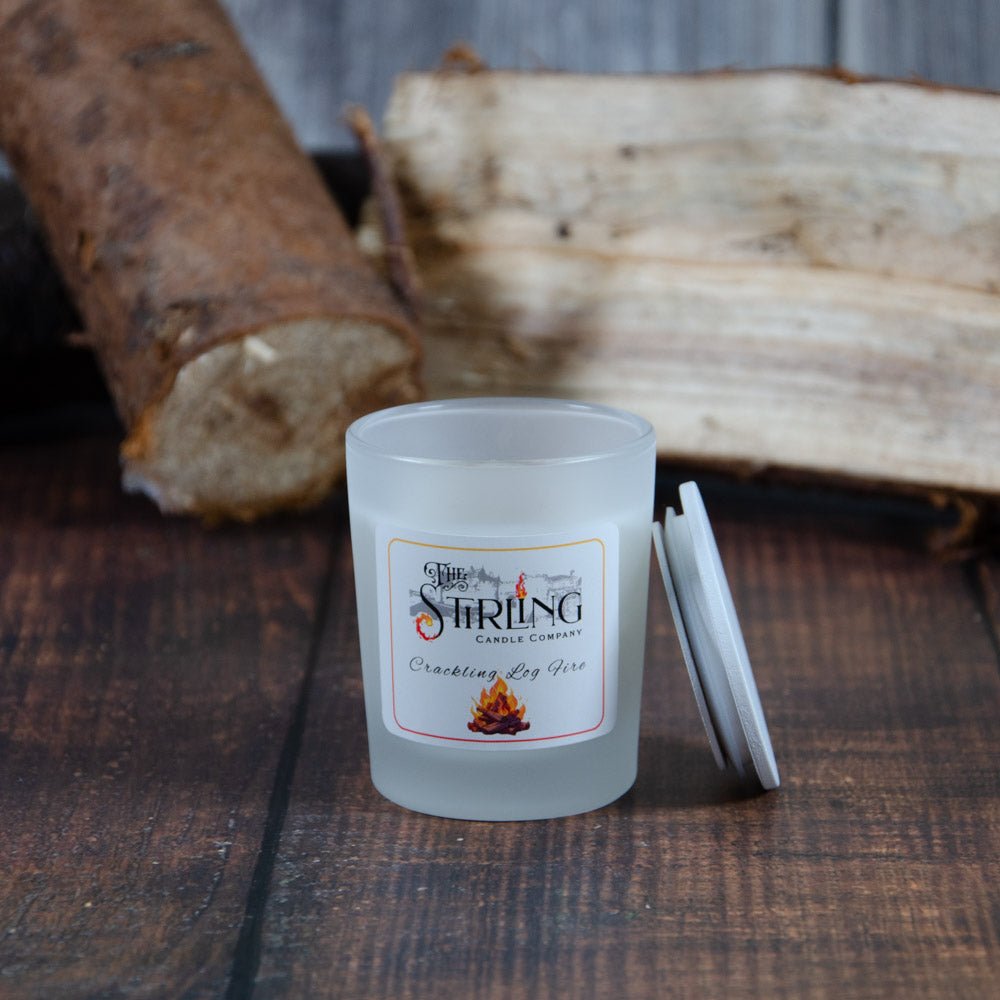 Crackling Log Fire - Small Candle - mezetto Shopify Collective The Stirling Candle Company