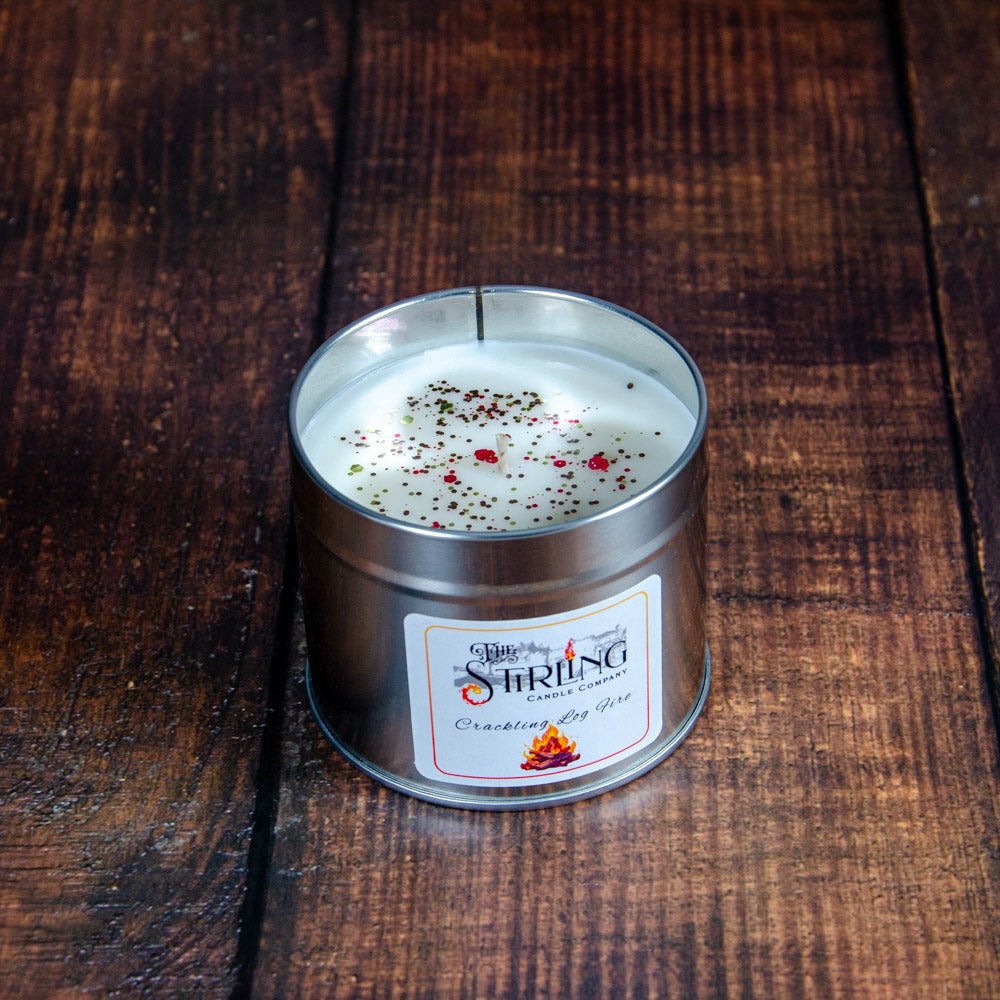 Crackling Log Fire - Travel Tin Candle - Cotton Wick - mezetto Shopify Collective The Stirling Candle Company