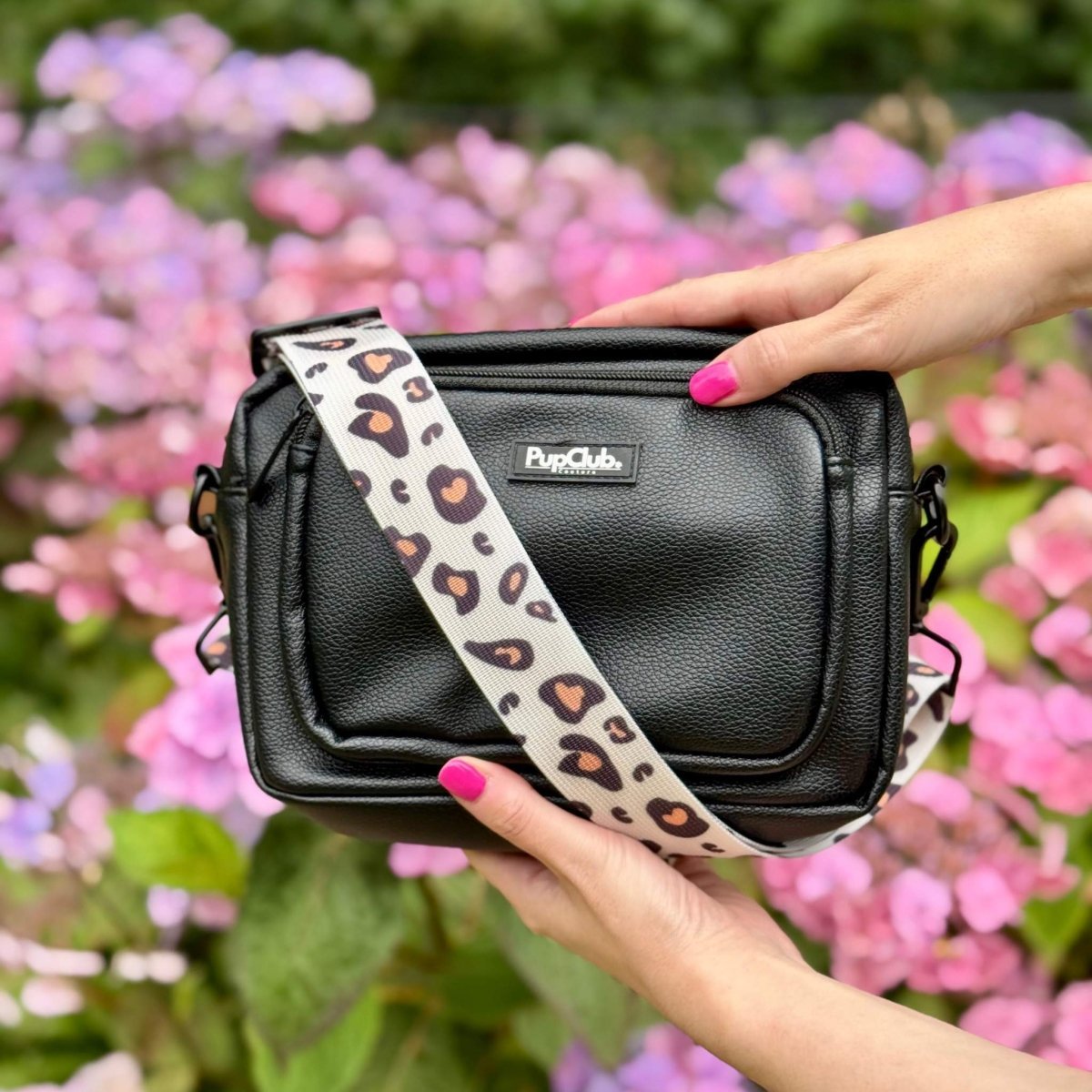 Crossbody Dog Walking Bag - Vegan Leather Black - mezetto PupClub Couture PupClub Couture