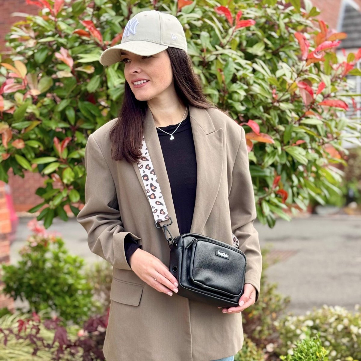 Crossbody Dog Walking Bag - Vegan Leather Black - mezetto PupClub Couture PupClub Couture