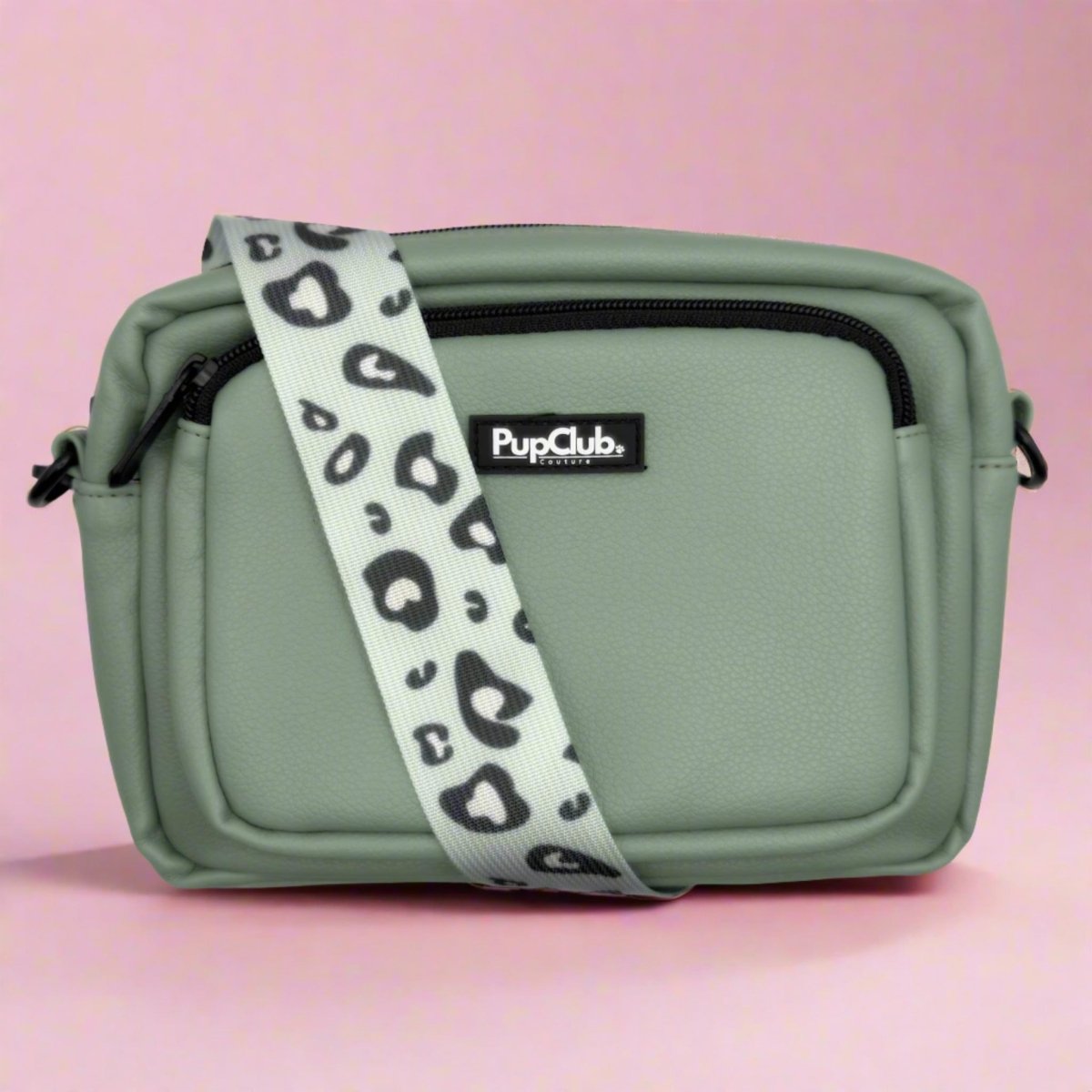 Crossbody Dog Walking Bag - Vegan Leather Sage Green - mezetto PupClub Couture PupClub Couture
