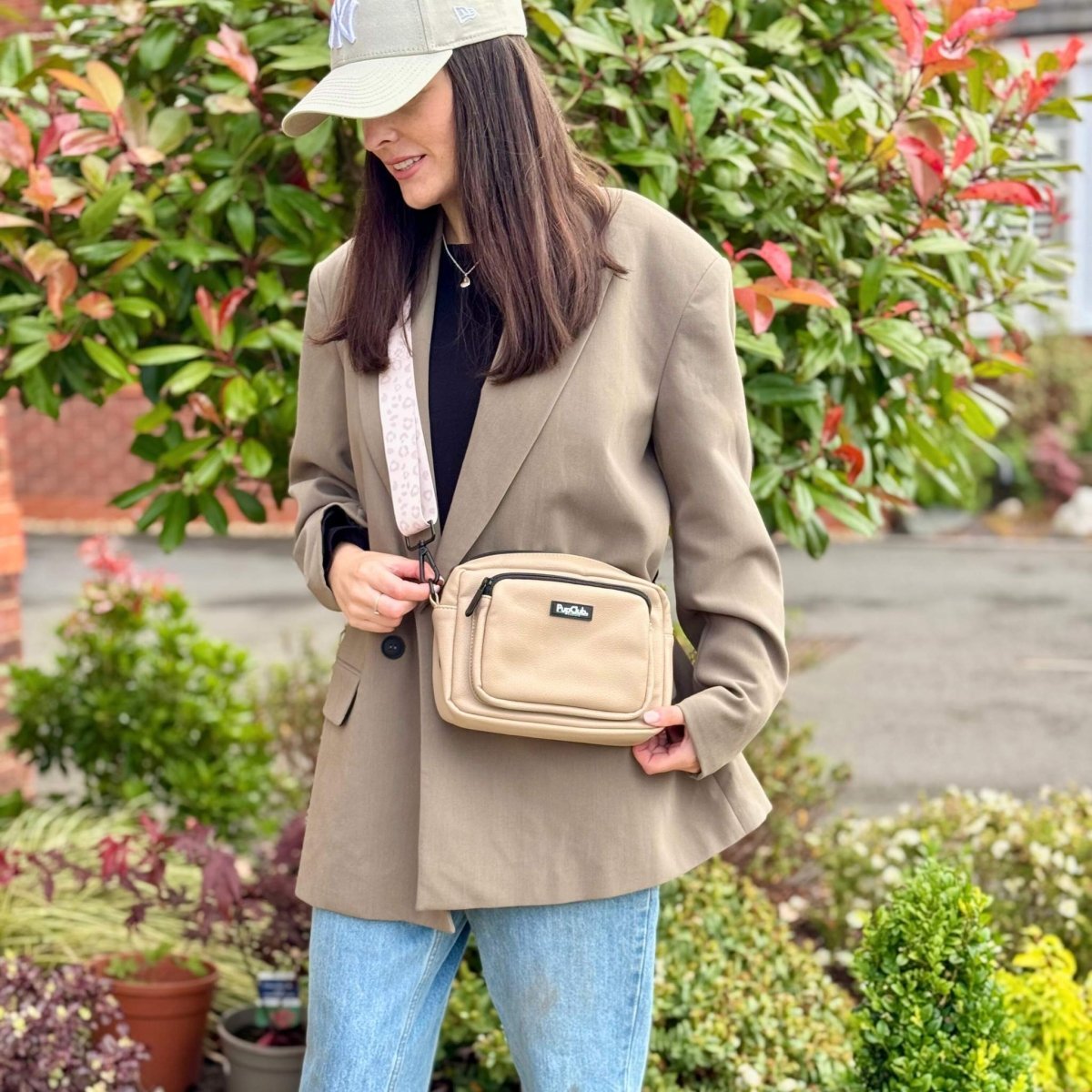 Crossbody Dog Walking Bag - Vegan Leather Tan - mezetto PupClub Couture PupClub Couture