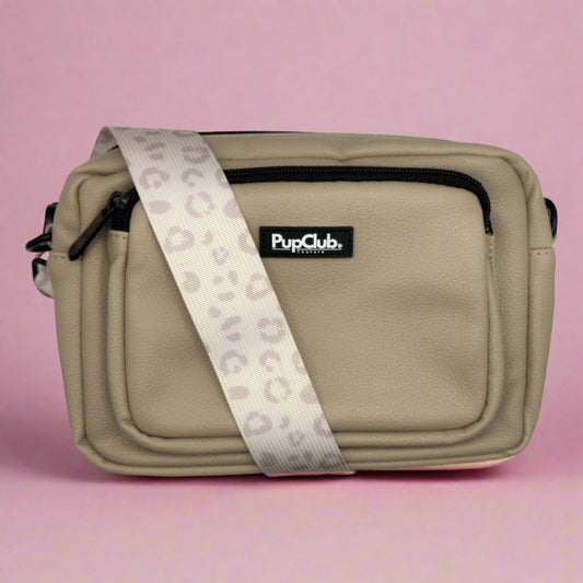 Crossbody Dog Walking Bag - Vegan Leather Tan - mezetto PupClub Couture PupClub Couture