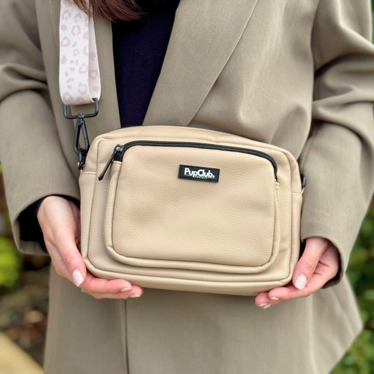 Crossbody Dog Walking Bag - Vegan Leather Tan - mezetto PupClub Couture PupClub Couture