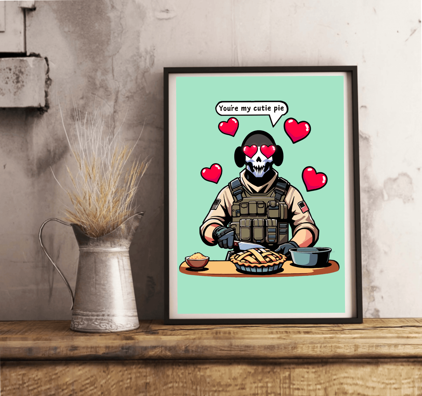 Cutie Pie Soldier Art Print | Funny Romantic Wall Decor - mezetto KEOLIX KEOLIX