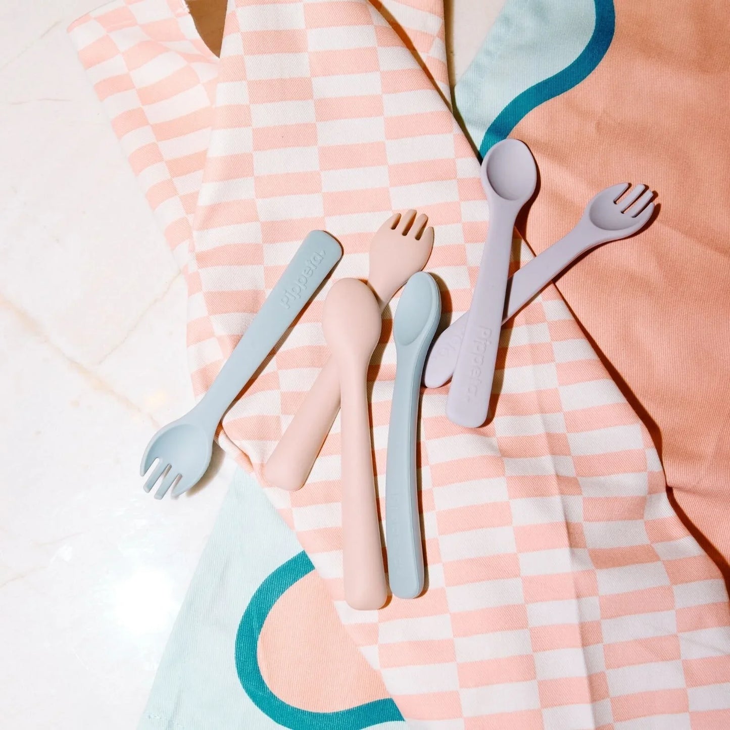 Pippeta Silicone Spoon & Fork - Ash Rose