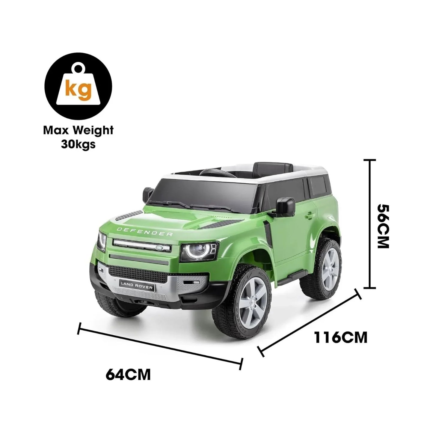 Xootz Land Rover Defender 12V Electric Ride On with Lithium Battery - Green