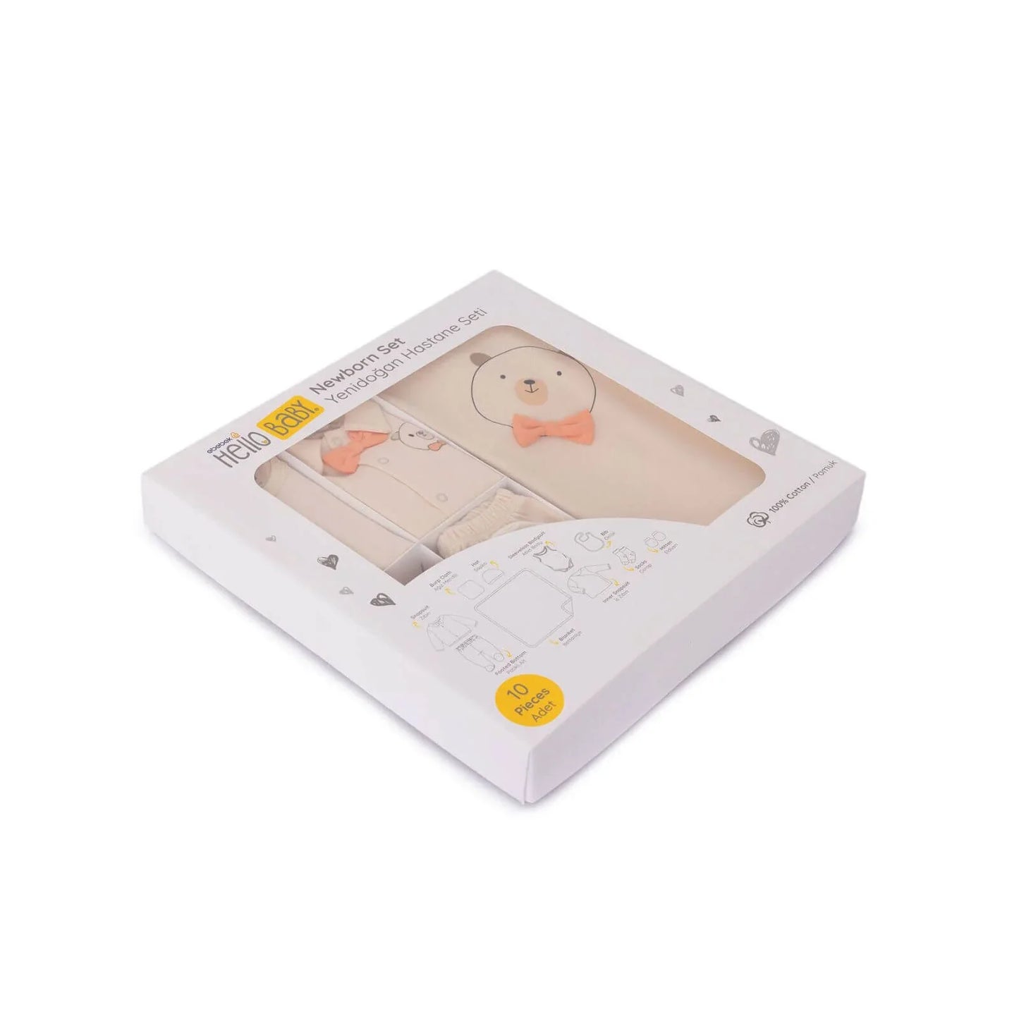 HelloBaby Boy Newborn Set 10 pcs - Ecru