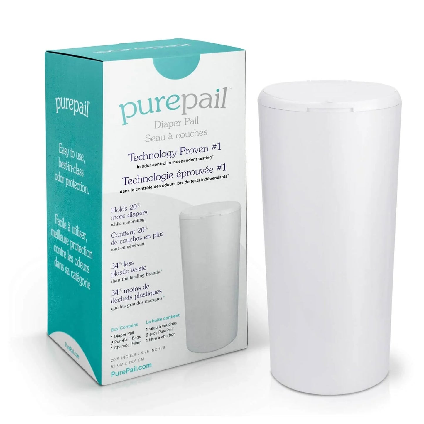 PurePail Classic Nappy Bin - White