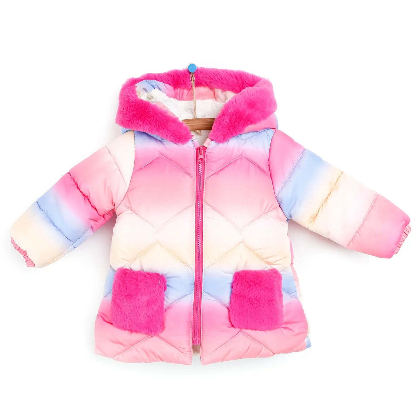 Midimod Baby Girl Colorful with Fur Pock - Fuchsia