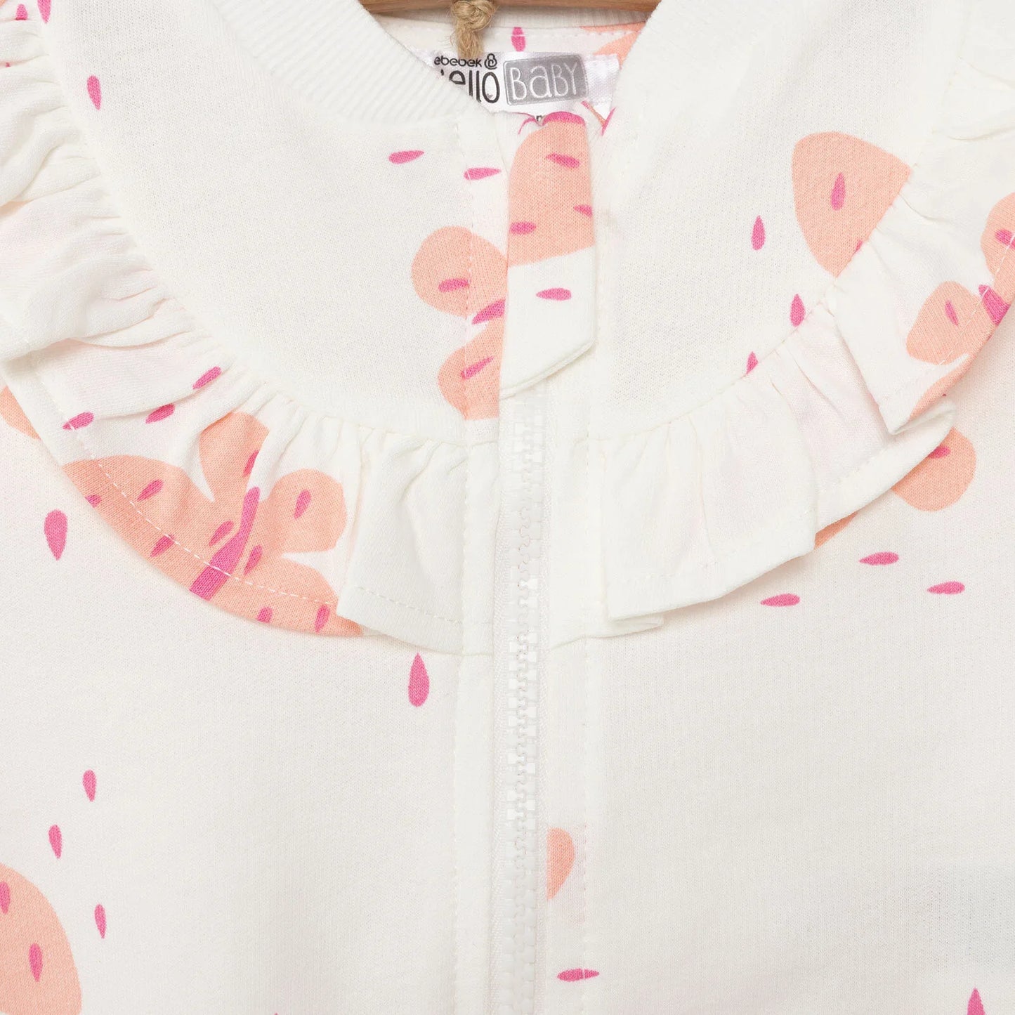 HelloBaby Basic Baby Girl Zippered Joggers - Ecru