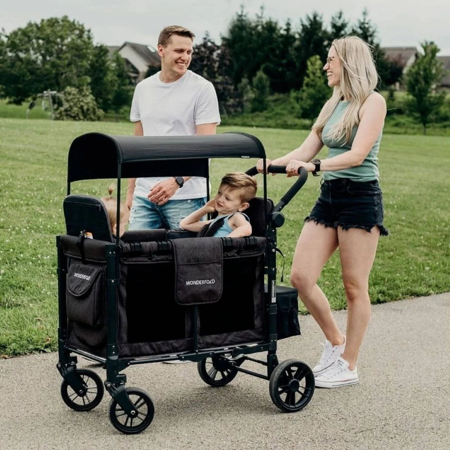 Wonderfold Wagon W4 Elite Quad Stroller Wagon - Volcanic Black