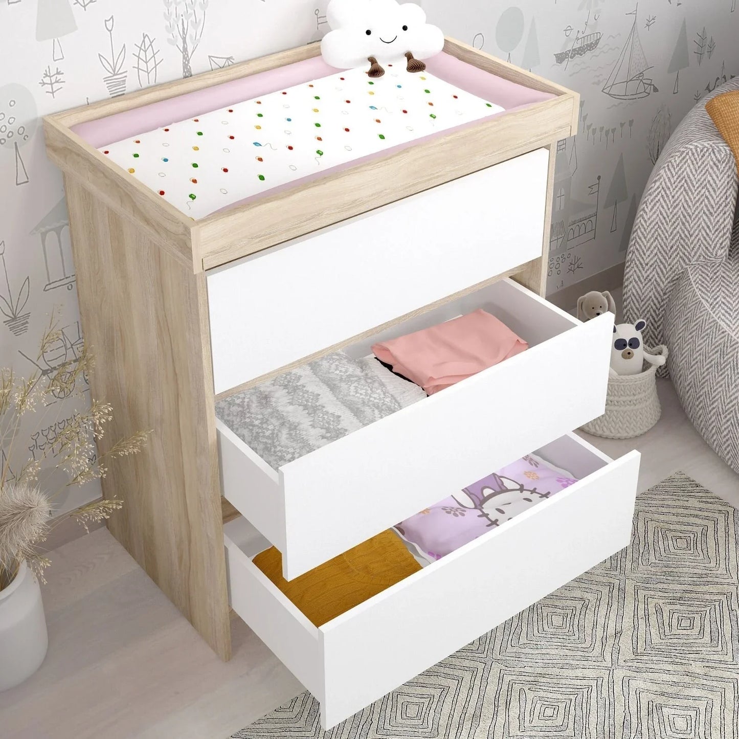 Shefa Kids 880 Baby Changing Unit - Elm/White