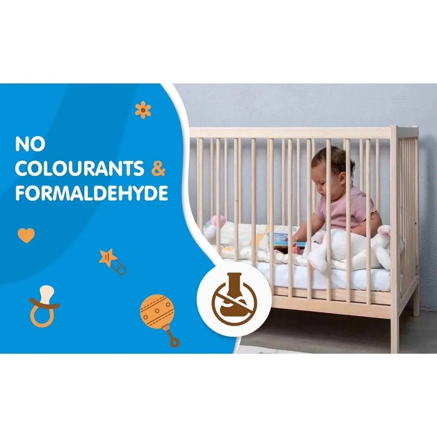 Kukka Natural Wood 2-Level Cot 70x140