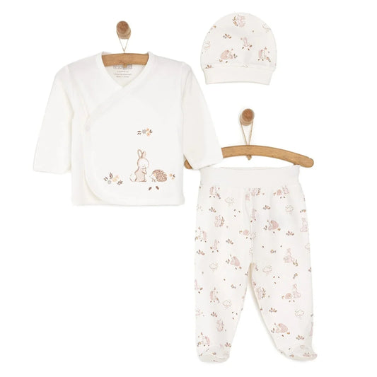 HelloBaby Newborn Baby Girl 3 Pcs Set - Ecru