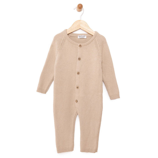 HelloBaby Newborn Girl Knit Jumpsuit - Ecru