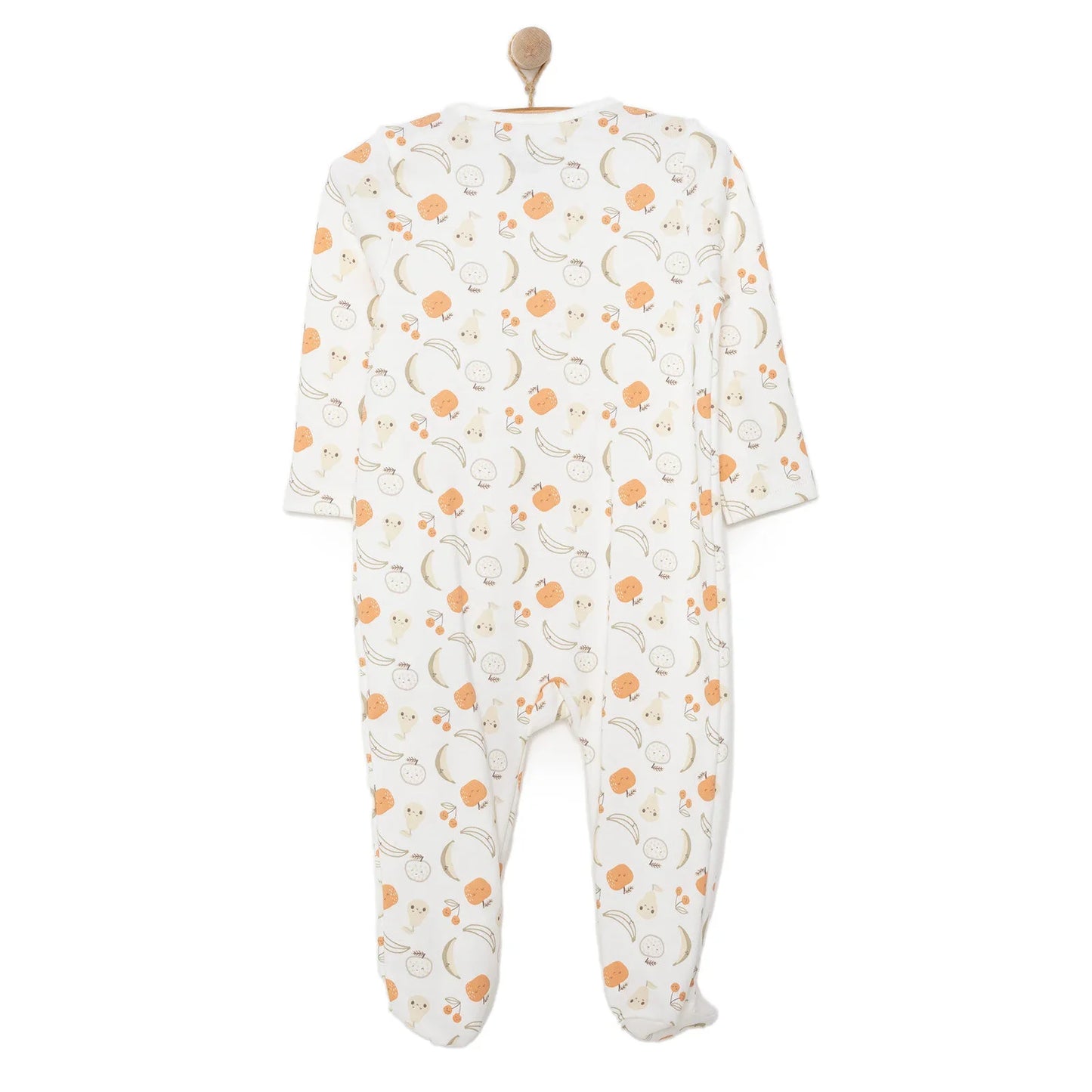HelloBaby Newborn Girl Organic Footed Jumpsuit - Ecru